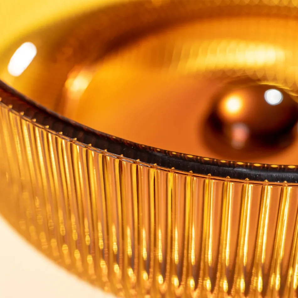 Ronde aanrechtwastafel in Plissè Venetiaans glas Made in Italy - Zirkoon Viadurini