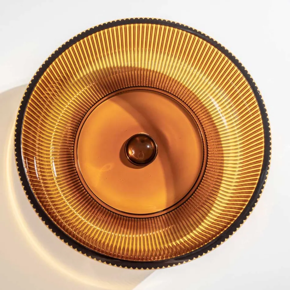 Ronde aanrechtwastafel in Plissè Venetiaans glas Made in Italy - Zirkoon Viadurini