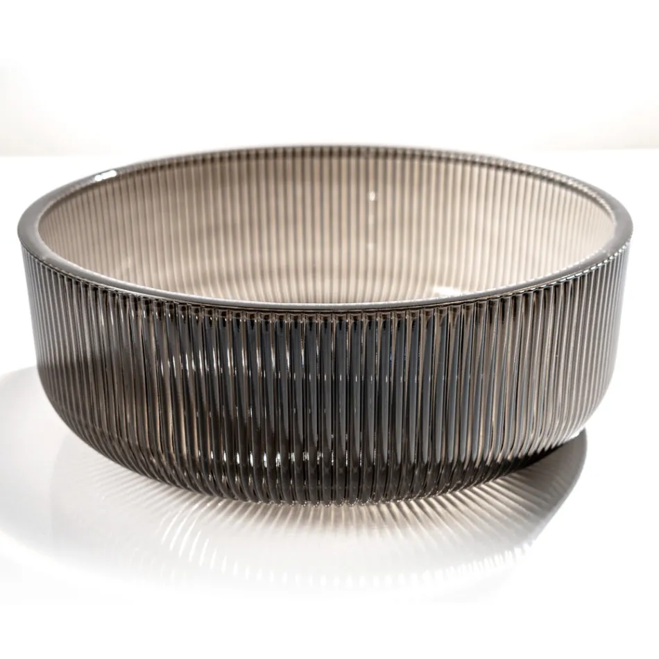 Ronde aanrechtwastafel in Plissè Venetiaans glas Made in Italy - Zirkoon Viadurini