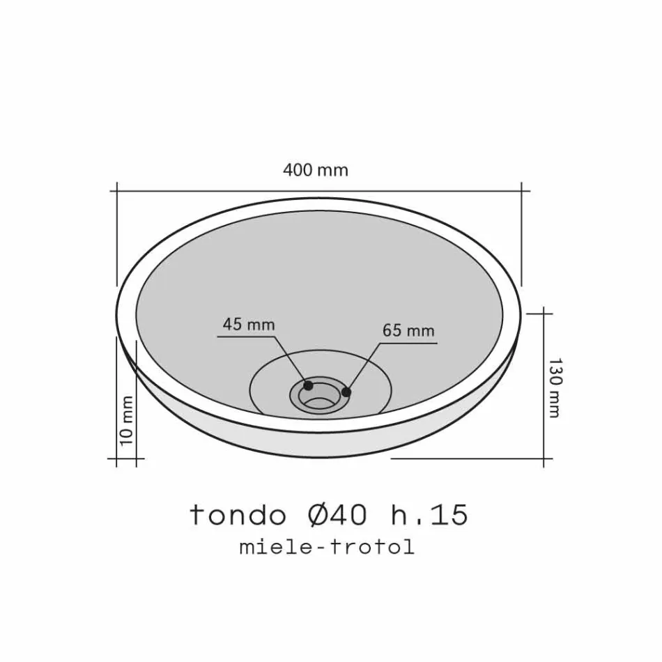 Wastafel met externe ondersteuning Ronde Honey Smooth Nusa Viadurini