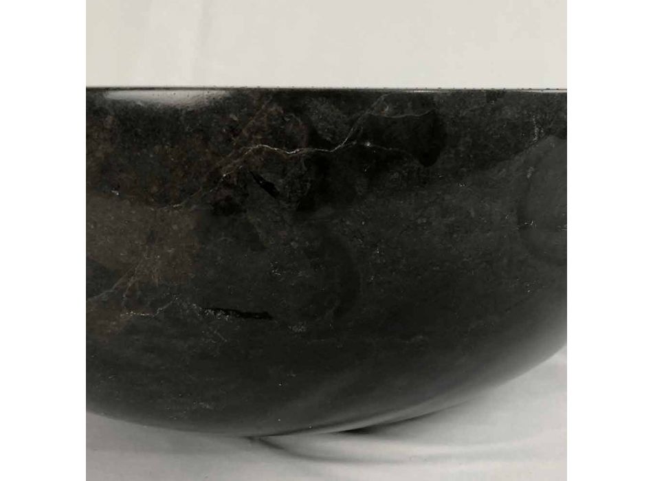 Zwarte ronde wastafel in Levi natuursteen, uniek stuk Viadurini