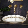 Ingebouwde badkamer gootsteen in vuur klei en 24k goud gemaakt in Italië, Otis