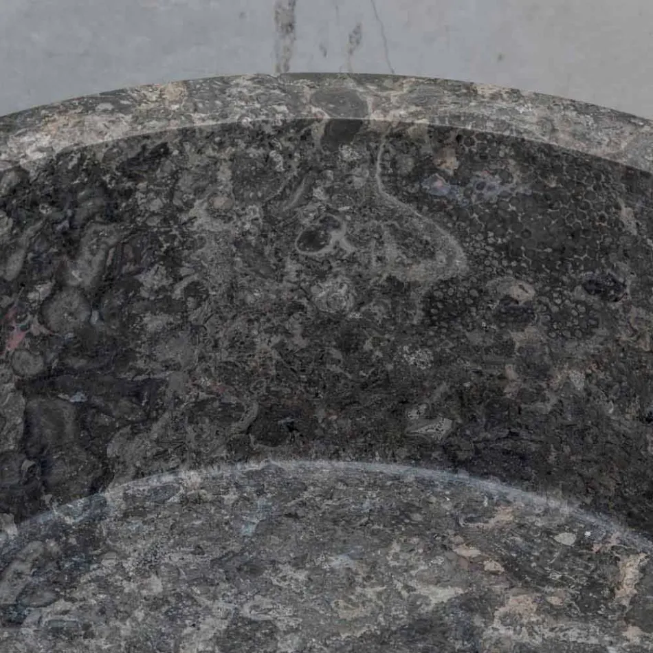 Vrijstaande cilindrische badkamerwastafel in grijs marmer - Cremino Viadurini