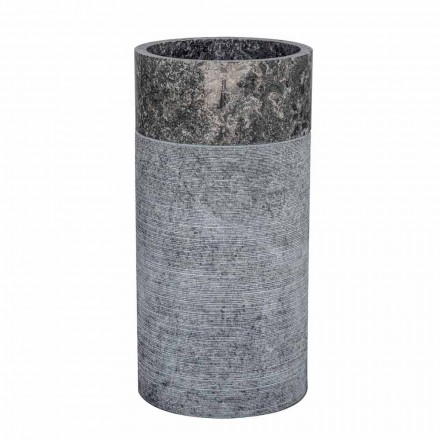 Vrijstaande cilindrische badkamerwastafel in grijs marmer - Cremino Viadurini