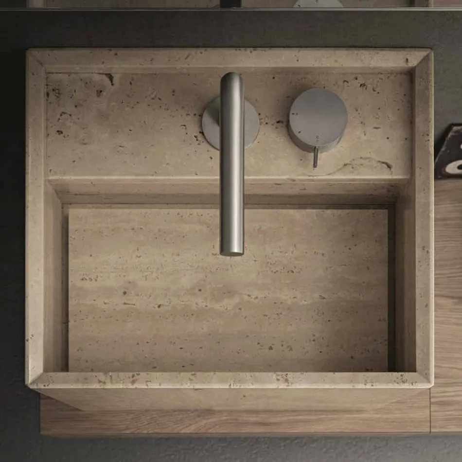 Moderne vierkante hoge design aanrecht stenen badkamer wastafel - Farartlav2 Viadurini