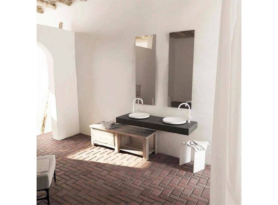 Rond design vrijstaande badkamer wastafel gemaakt in Italië Cream Viadurini