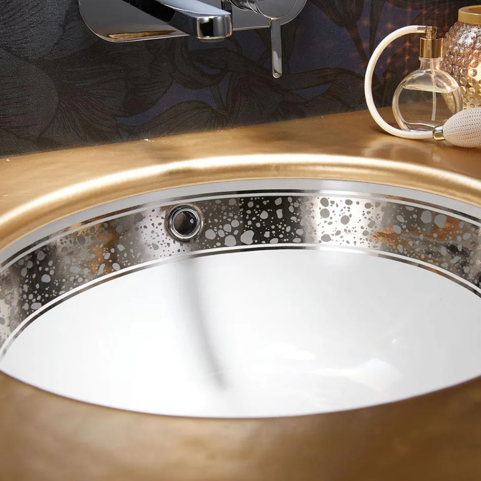 Ingebouwde badkamergootsteen in handgegoten vuurklei, gemaakt in Italië - Erioli Viadurini