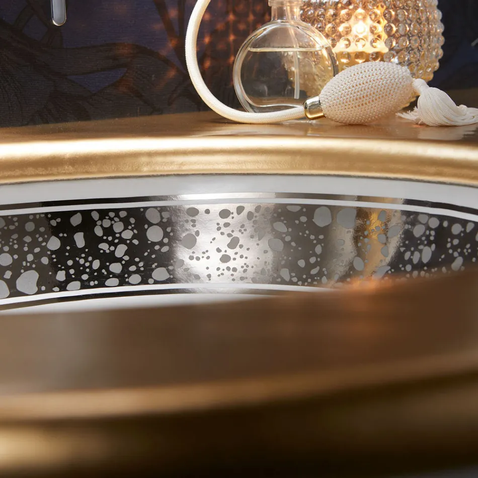 Ingebouwde badkamergootsteen in handgegoten vuurklei, gemaakt in Italië - Erioli Viadurini