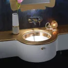 Ingebouwde badkamergootsteen in handgegoten vuurklei, gemaakt in Italië - Erioli Viadurini