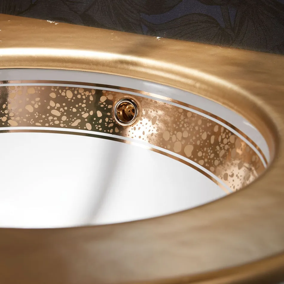 Ingebouwde badkamergootsteen in handgegoten vuurklei, gemaakt in Italië - Erioli Viadurini