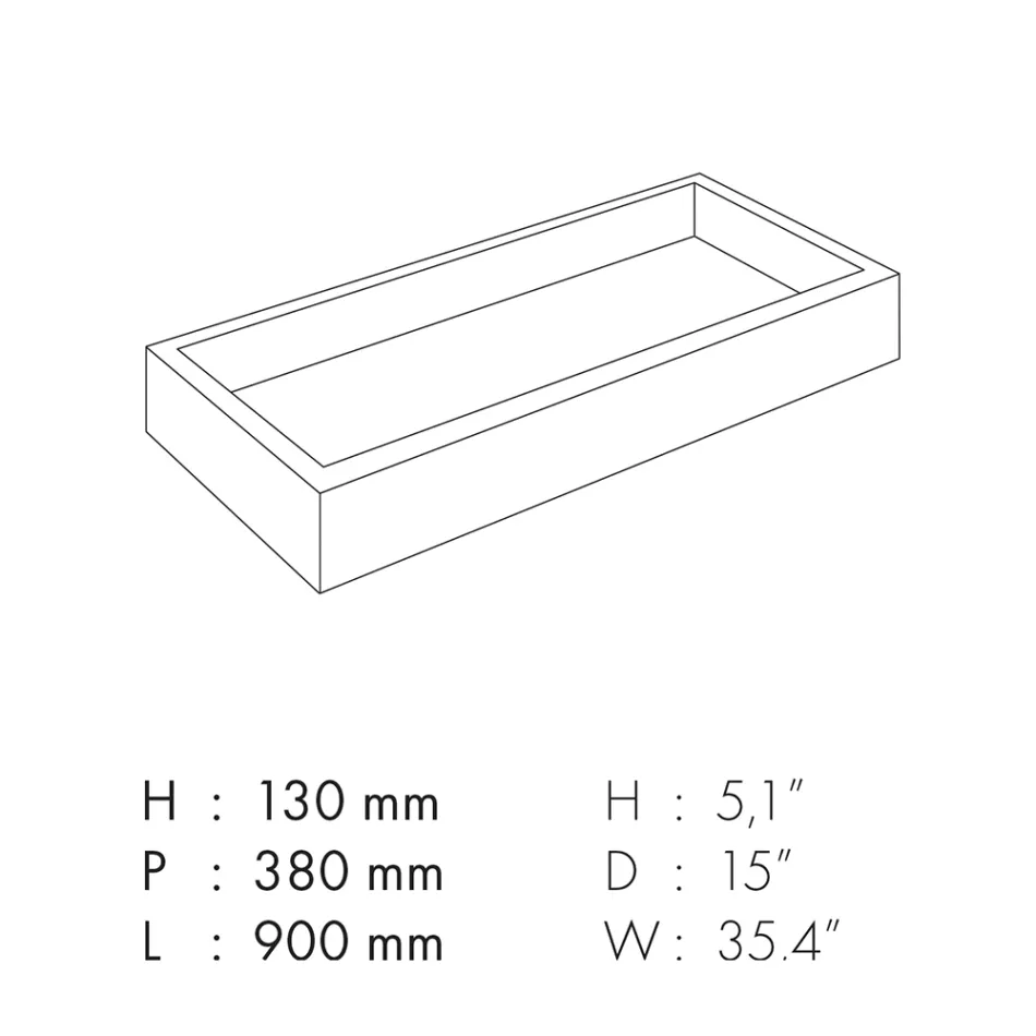 Rechthoekige wastafel in porseleinen aardewerk Made in Italy - Ludmilla Viadurini
