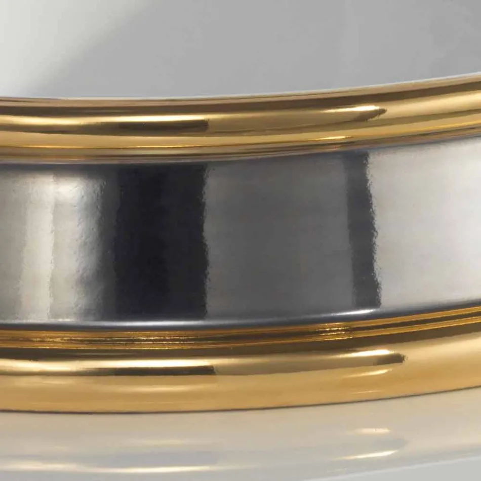 Ontwerp semi-verzonken badkamer gootsteen in vuur klei gemaakt in Italië, Manilo Viadurini