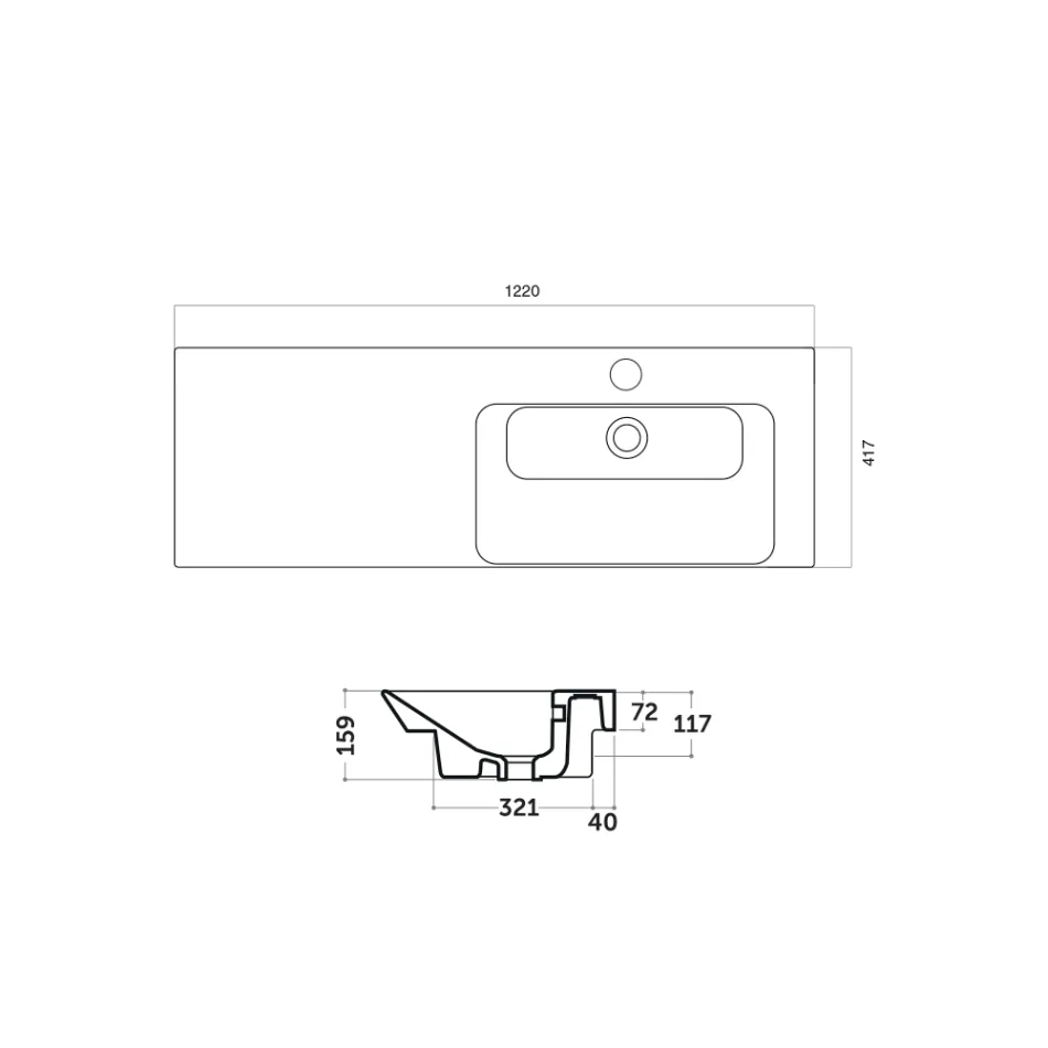 Inbouw- en rechts gemonteerde wastafel in Maida keramiek Viadurini