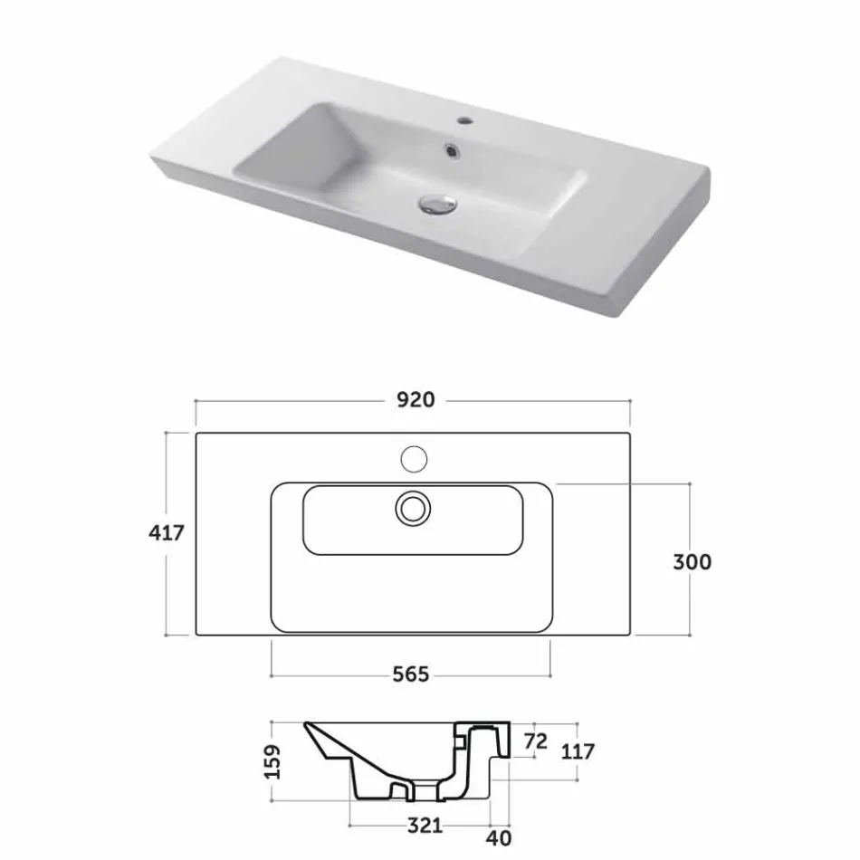 Ingebouwde wastafel en steun in wit keramiek of gekleurd Maida Viadurini