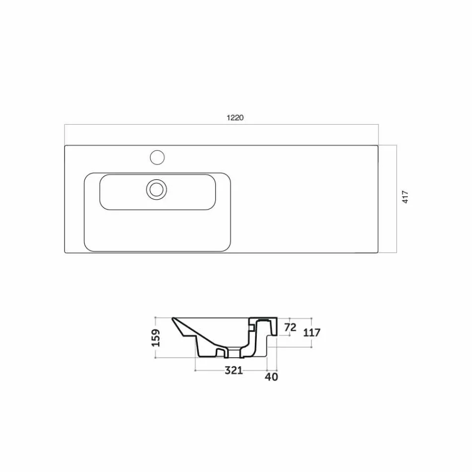 Modern links verborgen wastafel in Ceramica Maida Viadurini