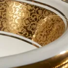 Ronde ingebouwde gootsteen in vuurklei en goud gemaakt in Italië, Otis Viadurini