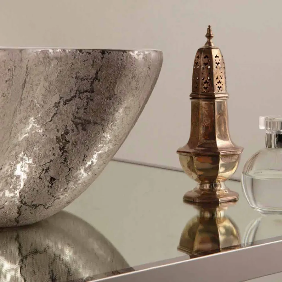 Witzilver keramische aanrecht wastafel gemaakt in Italië Cubo Viadurini