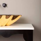 Designwastafel keramiek zwart en goud gemaakt in Italië Rayan Viadurini