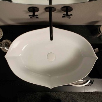 Aanrecht design wastafel in wit keramiek gemaakt in Italië Oscar