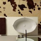 Aanrecht design wastafel in wit keramiek gemaakt in Italië Oscar Viadurini