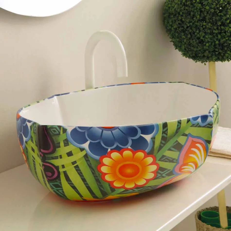 Design keramische aanrecht wastafel, gemaakt in Italië Oscar Viadurini