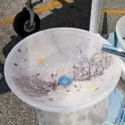 Design aanrechtwastafel in hars met koraalinzetstukken - Salvatore Viadurini