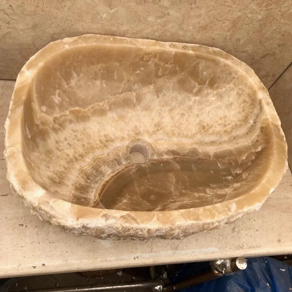 Aanrechtblad designwastafel voor Laia badkamer in natuursteen Viadurini