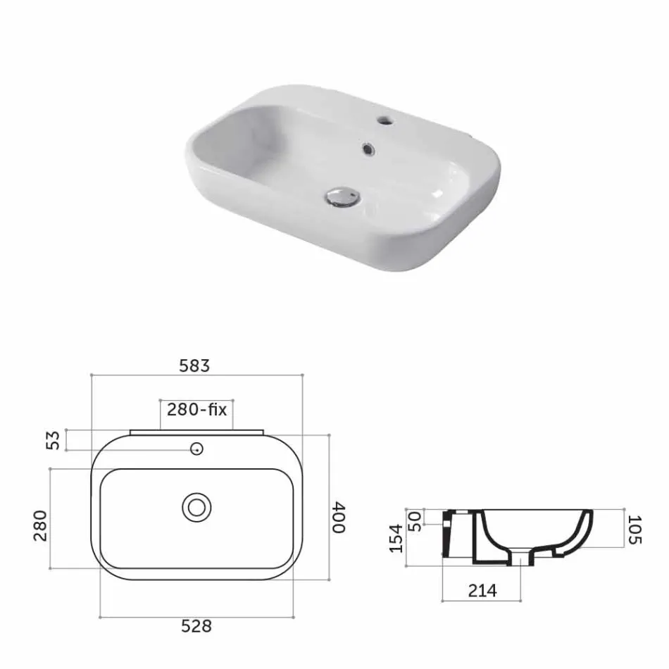 Design wastafelblad of wand in keramische Riardo Viadurini