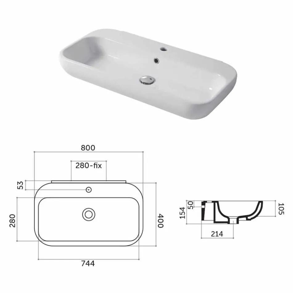 Design wastafelblad of wand in keramische Riardo Viadurini
