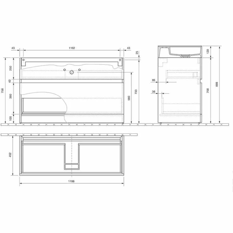 Dubbele wastafel met onderkast Modern design in laminaat - Pompei Viadurini