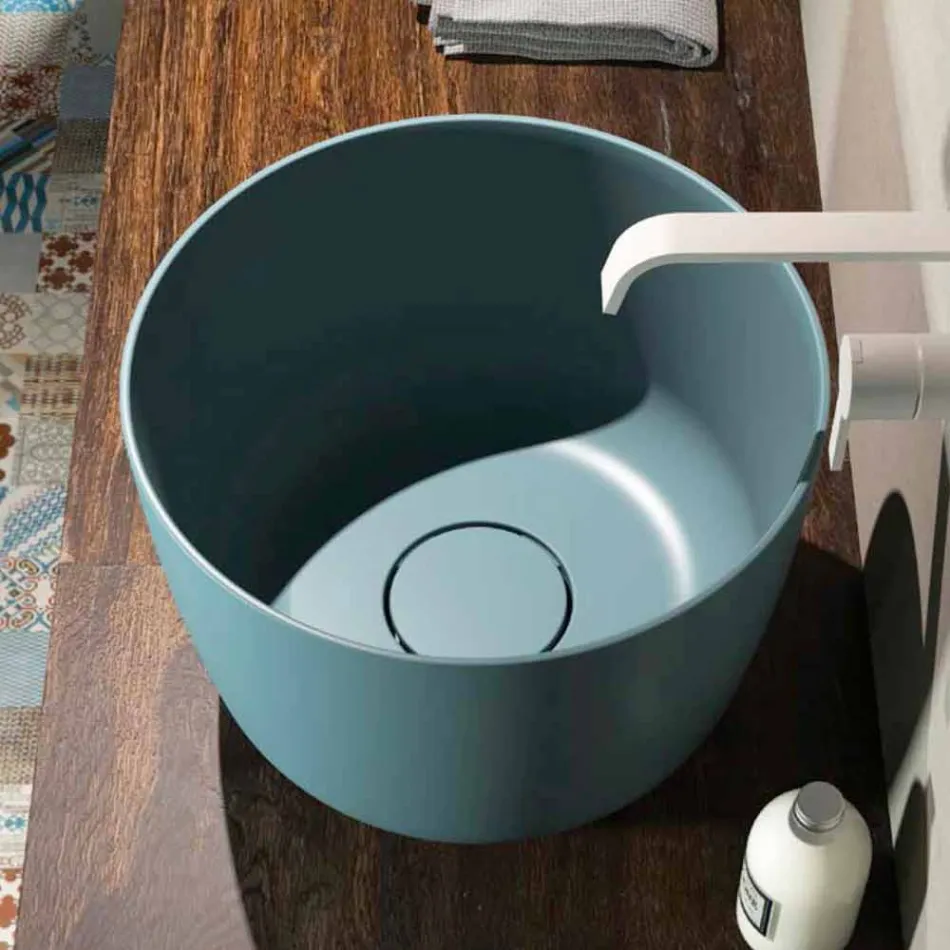 Vrijstaande ronde wastafel aanrechtblad geproduceerd in Italië, Lallio Viadurini