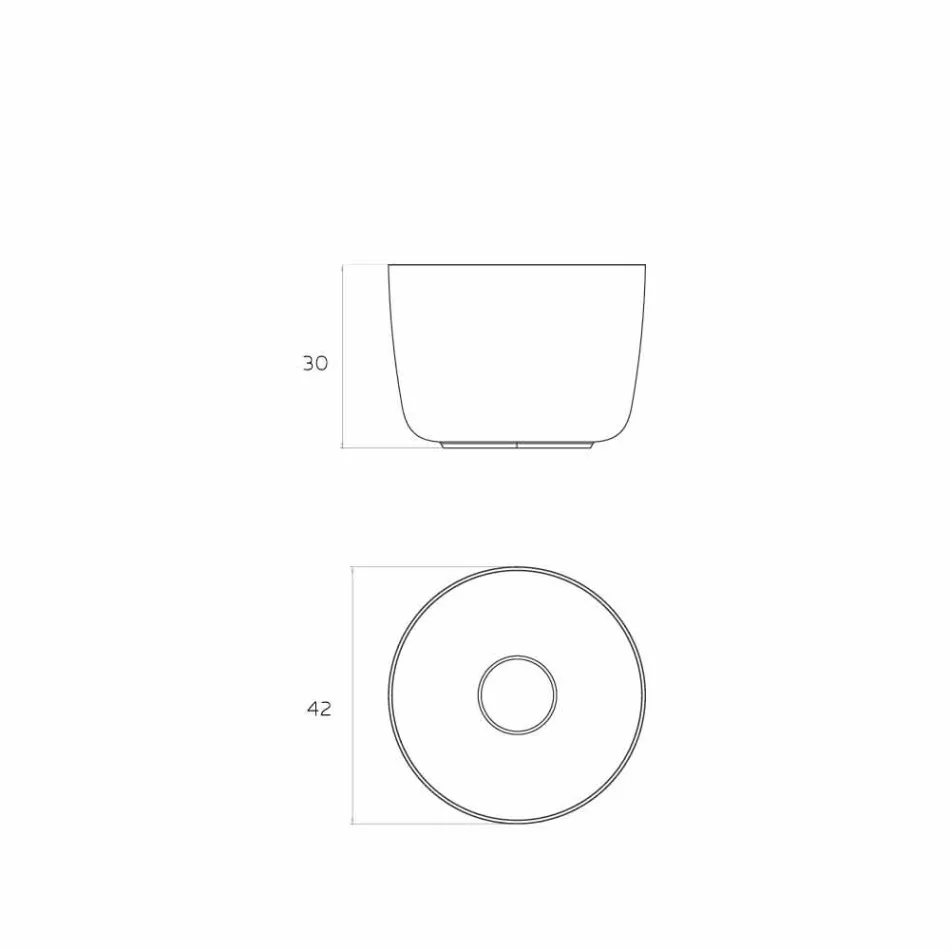 Vrijstaande ronde wastafel aanrechtblad geproduceerd in Italië, Lallio Viadurini