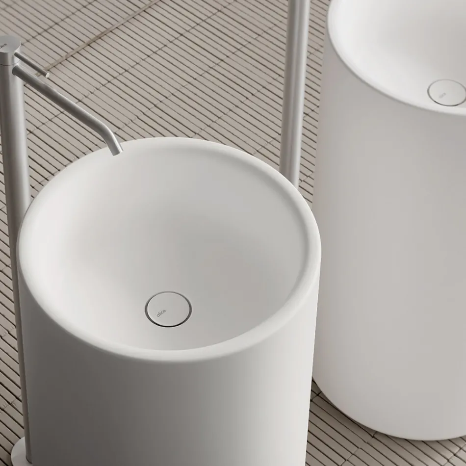 Vrijstaande keramische wastafel, gemaakt in Italië - Ragazza Viadurini