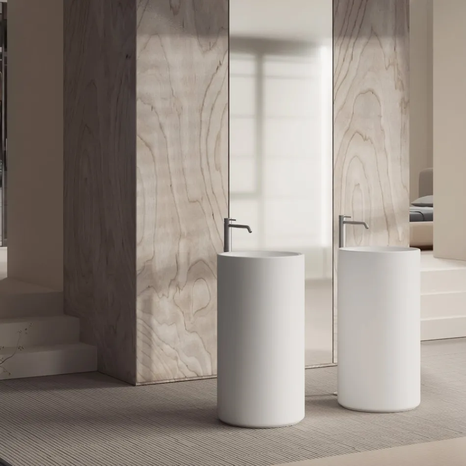 Vrijstaande keramische wastafel, gemaakt in Italië - Ragazza Viadurini