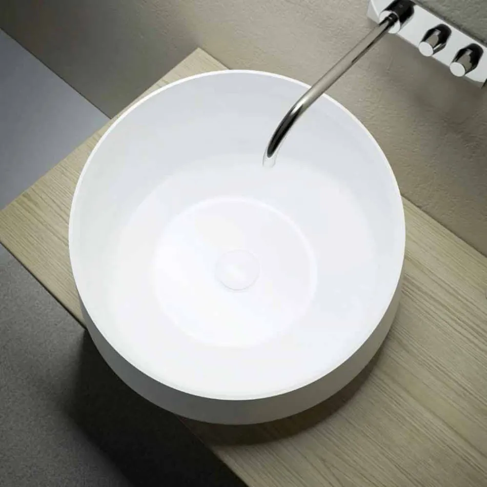 Vrijstaande opzetwastafel in Solid Surface uit Italië, Dongo Viadurini