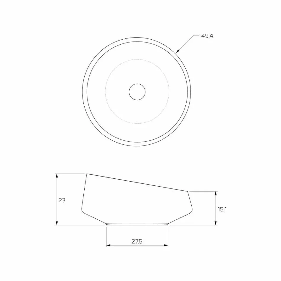 Vrijstaande opzetwastafel in Solid Surface uit Italië, Dongo Viadurini