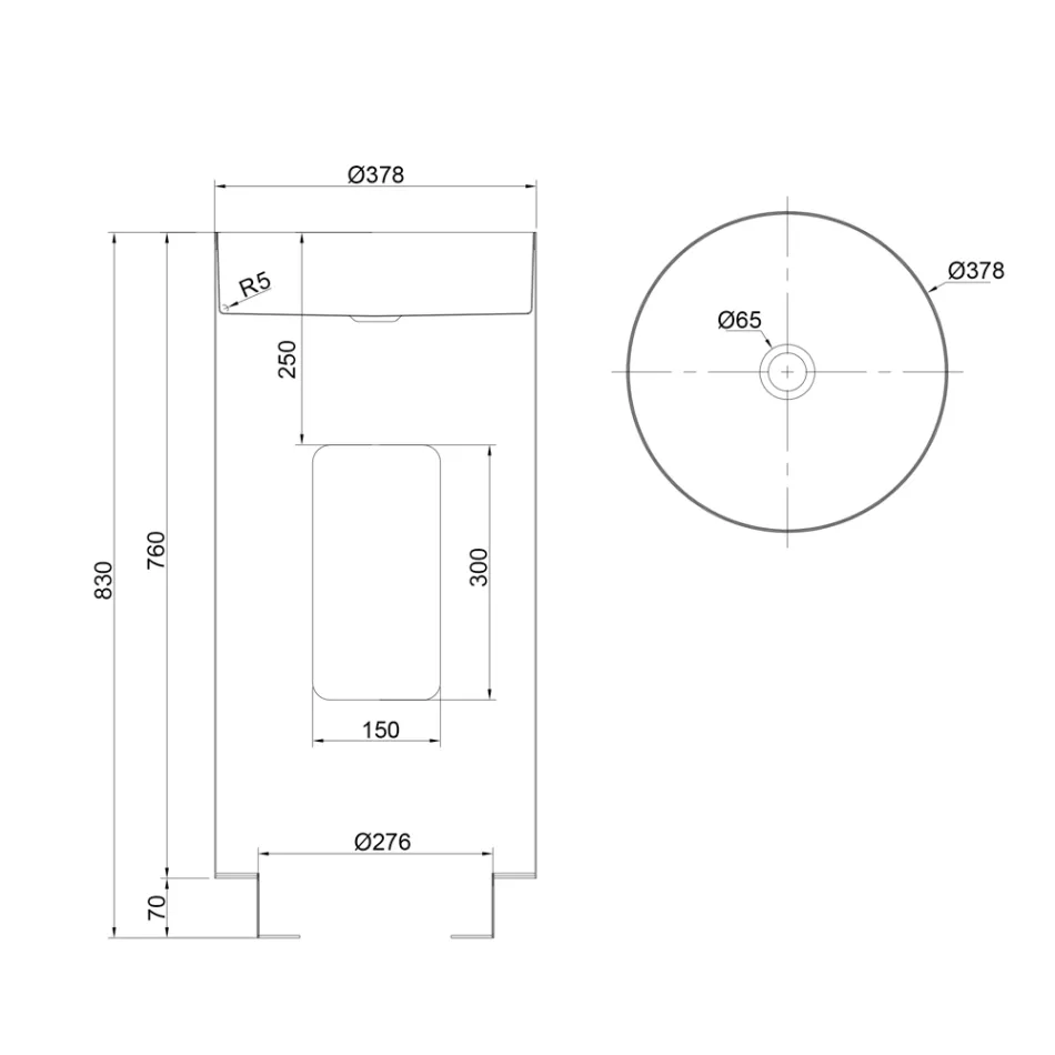 Vrijstaande designwastafel in roestvrij staal in verschillende afwerkingen - Jasmijn Viadurini