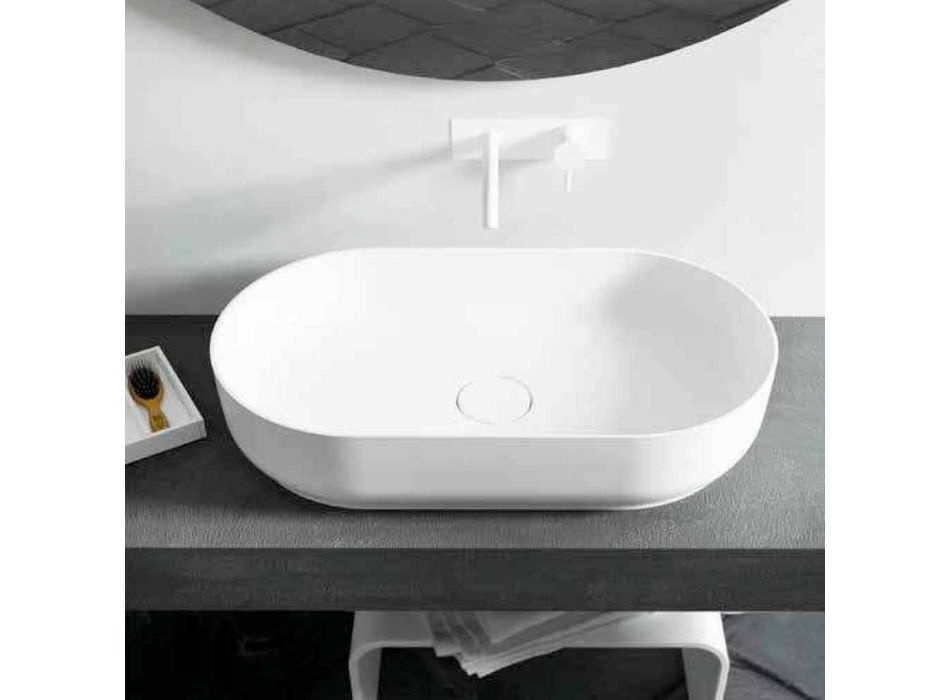 Ovale vrijstaande design badkamer wastafel gemaakt in Italië Dalmine Big Viadurini