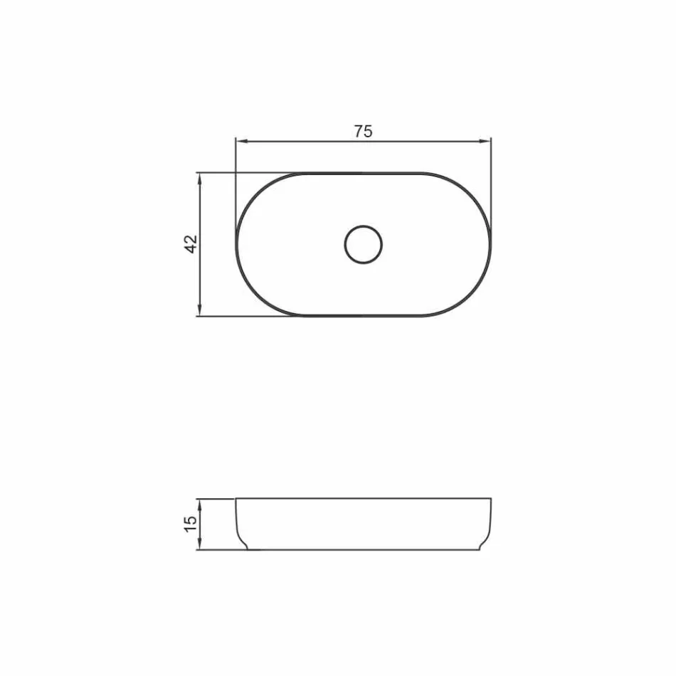 Ovale vrijstaande design badkamer wastafel gemaakt in Italië Dalmine Big Viadurini
