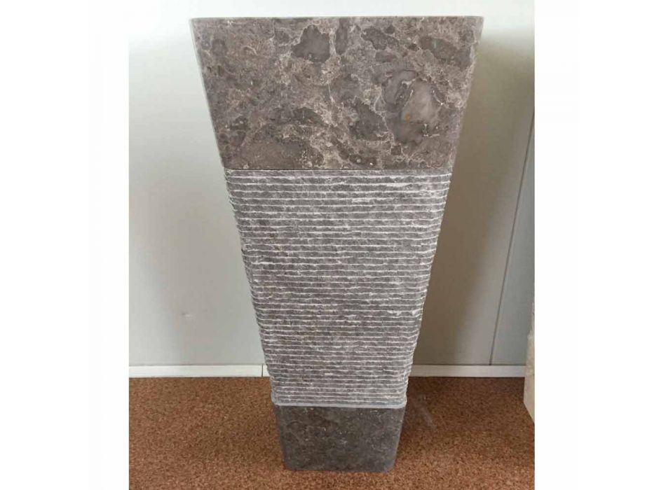 Grijze wastafel in voetstuk van Taffy steen, uniek stuk Viadurini