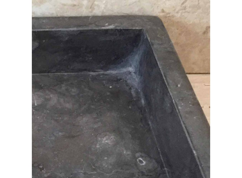 Donkergrijze wasbak in Thaise natuursteen, handgemaakt Viadurini