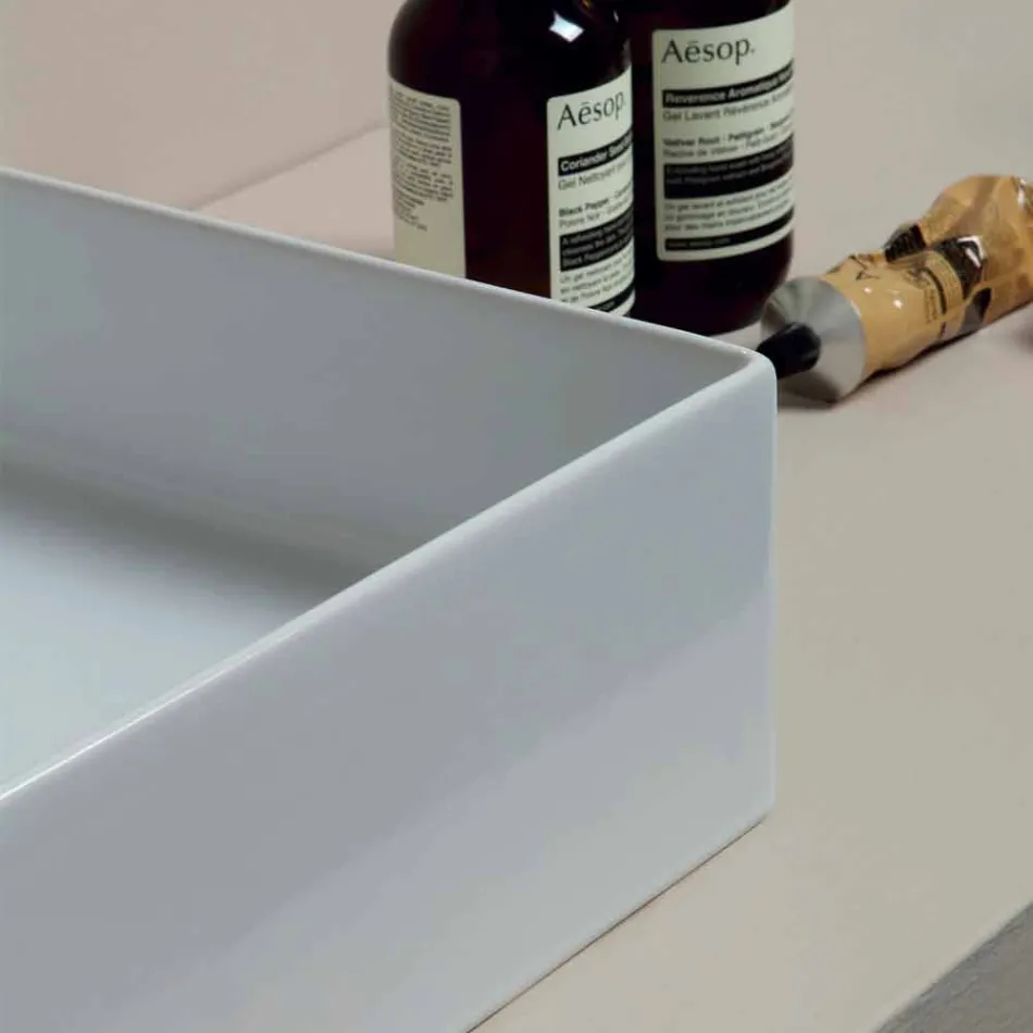 keramische wastafel modern design ondersteuning Zon 60x37, made in Italy Viadurini