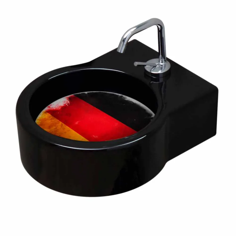 Vrijstaande zwarte keramische wastafel / ophanging gemaakt in Italy Tor Viadurini