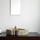 Houten wastafel Fossil Counter Goa enkel stuk Viadurini