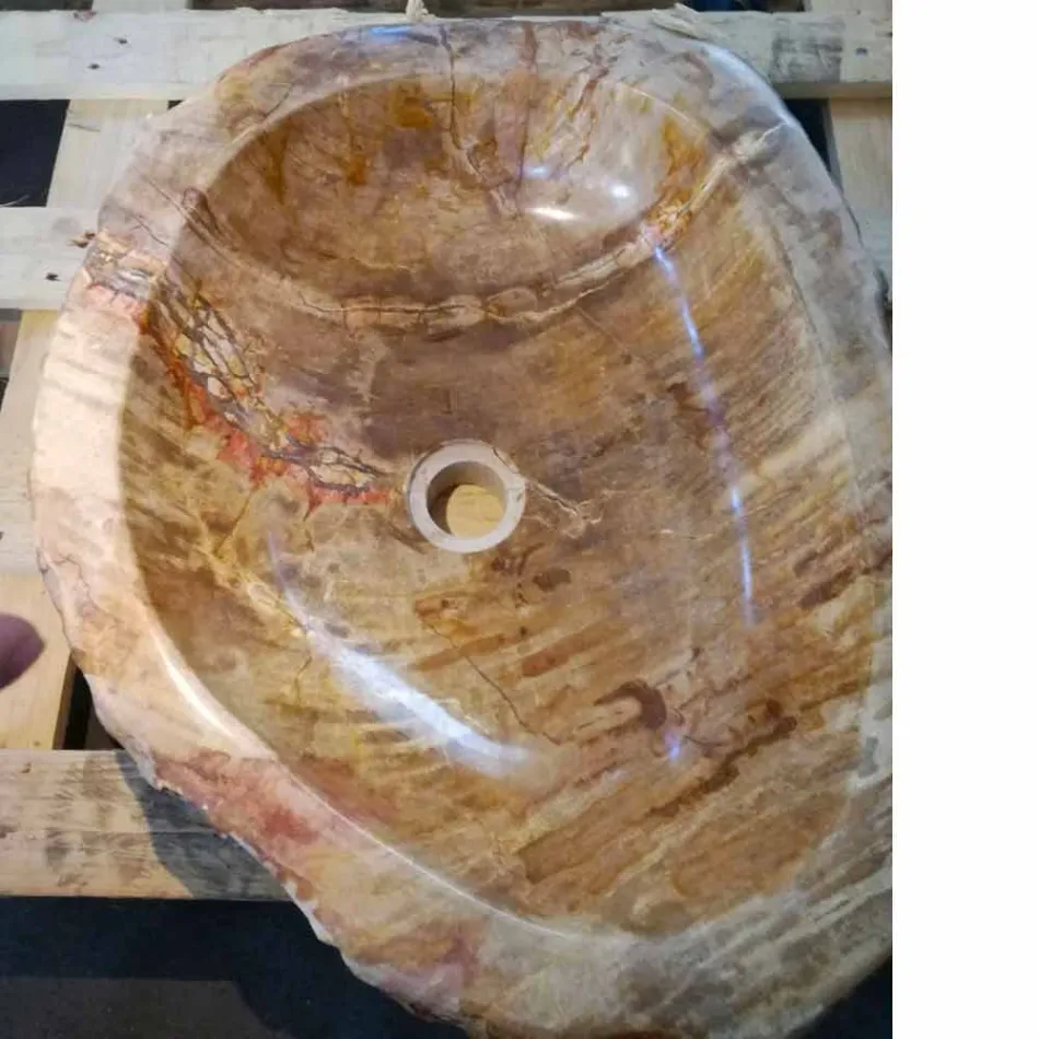 Houten wastafel Fossil Counter Goa enkel stuk Viadurini