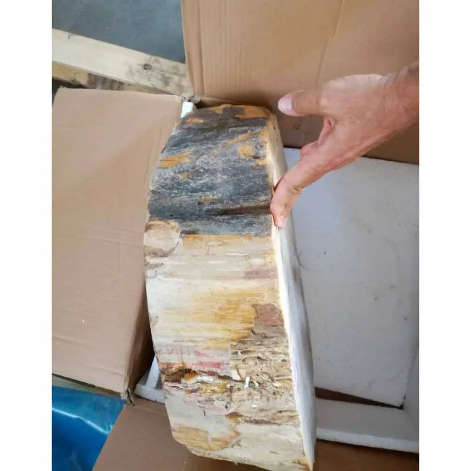 Houten wastafel Fossil Counter Goa enkel stuk Viadurini