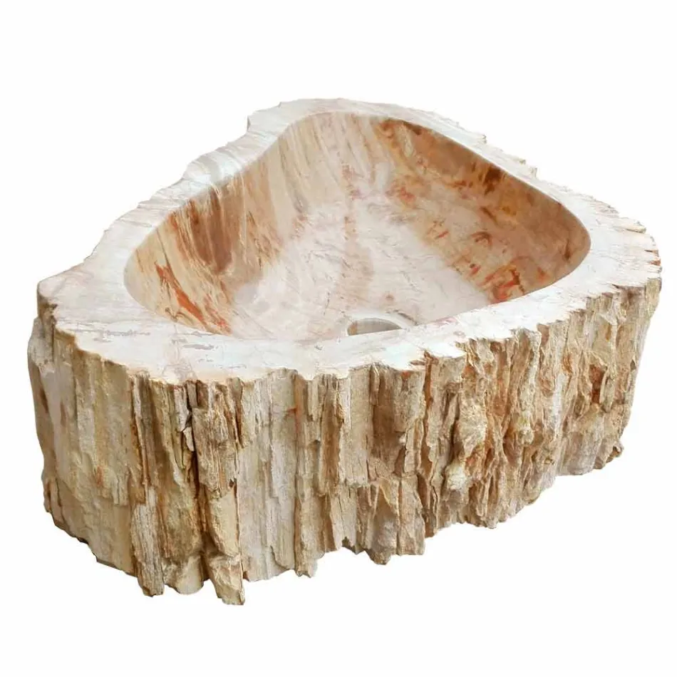 Houten wastafel Fossil Counter Goa enkel stuk Viadurini