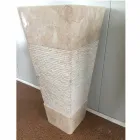 Wastafel in natuursteen met kolom Robin, wit stuk Viadurini