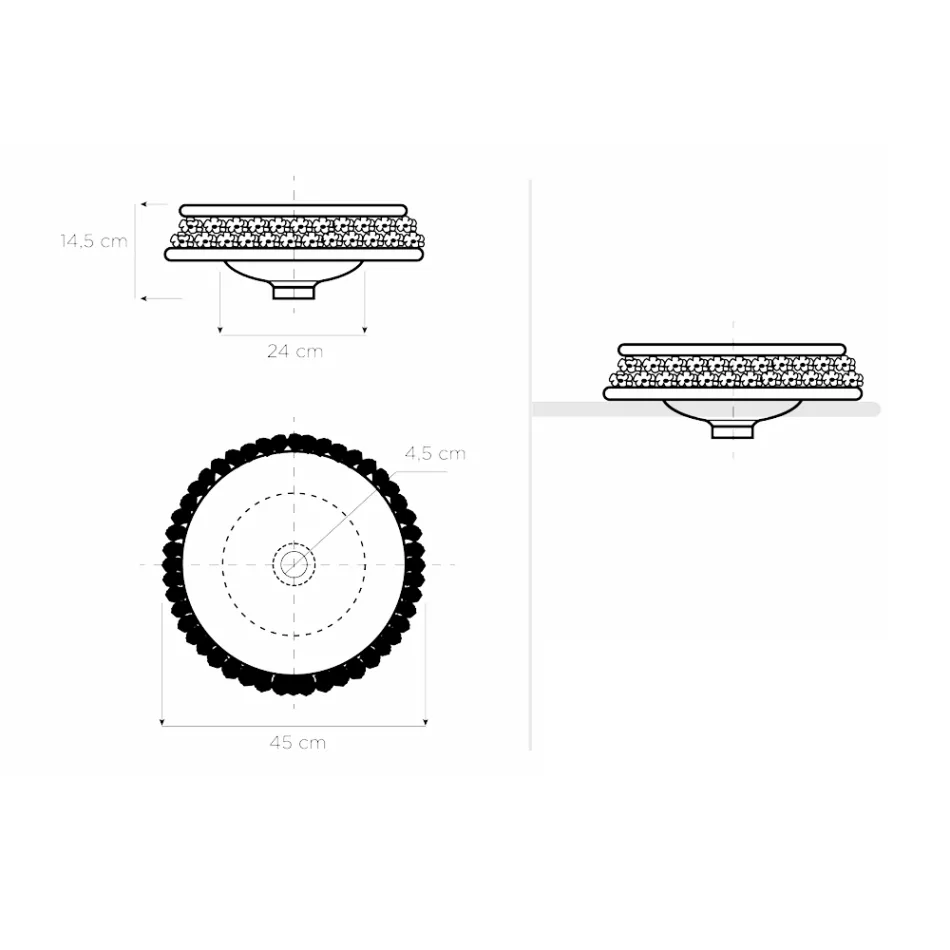 Porseleinen wastafel met hand aangebrachte bloemblaadjes Made in Italy - Amarone Viadurini