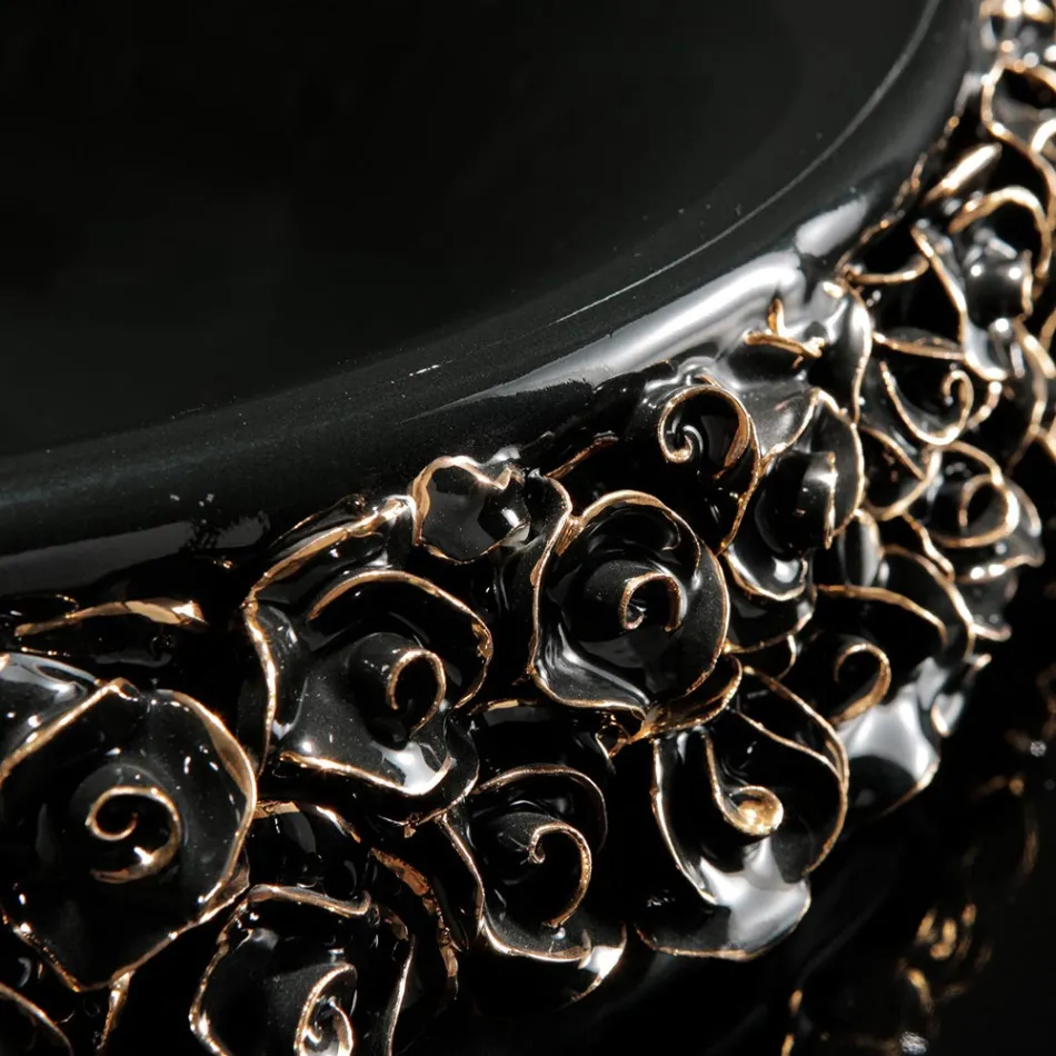 Porseleinen wastafel met hand aangebrachte bloemblaadjes Made in Italy - Amarone Viadurini